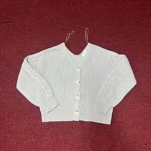 Jessica Simpson Women's Light Blue Button Down Cable Knit Cardigan Sweater